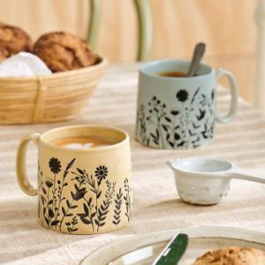 Mug crème - Décor floral